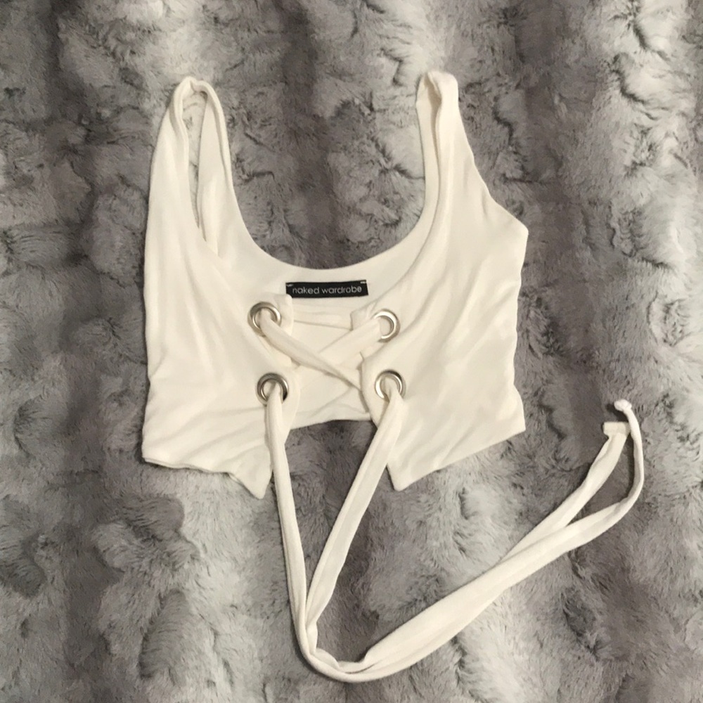 Naked Wardrobe White Crop Top